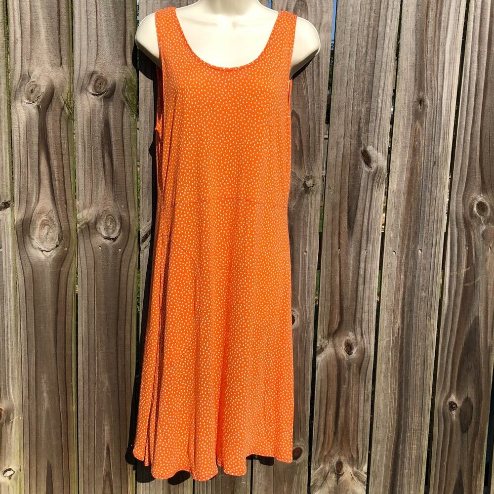 Gudrun Sjödén Medium Orange Polka Dot Dress White Sleeveless Tank Scoop pytte - Picture 3 of 8